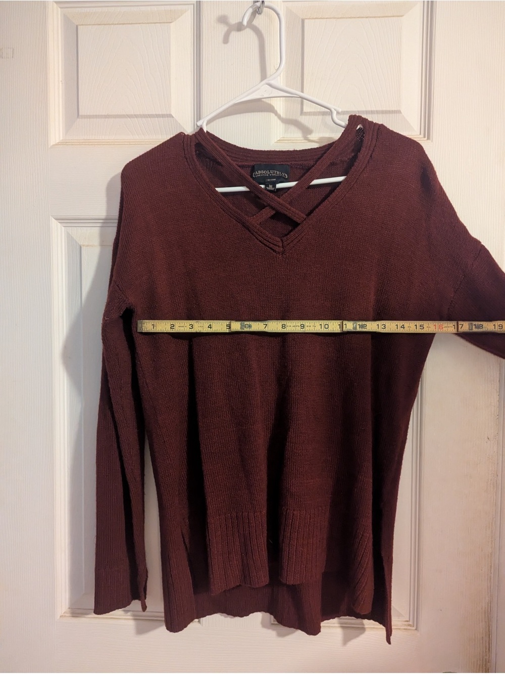 Absolutely Creative Worldwide Crisscross V-Neck Sweater - Burgundy